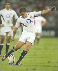 Paul Grayson kicks another attempt at goal for England