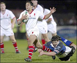Action from Ulster's 26-20 win over the Celtic Warriors