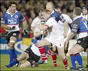 Action from Ulster's 26-20 win over the Celtic Warriors