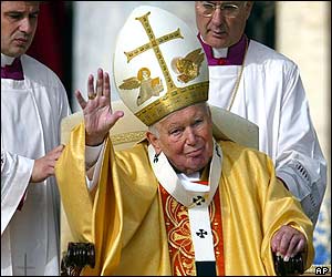 Pope John Paul II at the beatification Mass