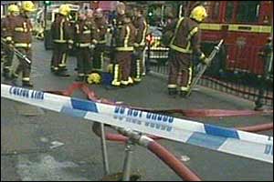 Fire crews and tape at the station