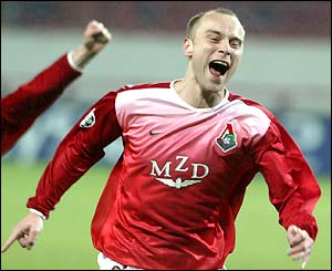 Dmitri Khokhlov celebrates his goal against Inter