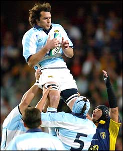 Paulo Bouza wins the ball at a line-out 