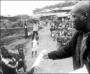 Henry hands out leaflets