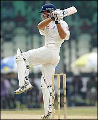 Michael Vaughan goes on to hit an unbeaten 81 