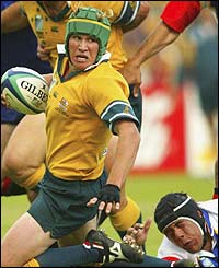 Matt Giteau scores his third try of the game