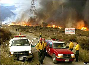 Fires near Rancho Cucamonga in California 