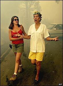 A woman screams for the fire department in Moorpark, Ventura County 