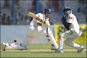 England opener Marcus Trescothick sweeps