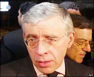 UK Foreign Secretary Jack Straw at the scene of devastation outside the British consulate in Istanbul 