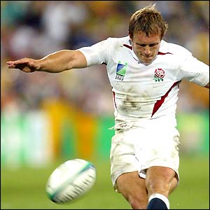 Wilkinson sends a 45-yard penalty between the posts just a minute into extra-time to regain the lead for England