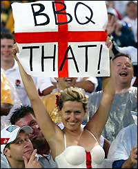 One England fan enjoys the victory