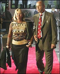 Jayne and Clive Woodward arrive at the IRB awards dinner