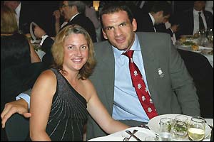 Martin Johnson, the England captain (right), with wife Kay at the IRB awards dinner