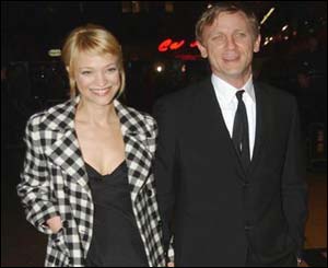 Actor Daniel Craig, who plays Ted Hughes, arrives with his German actress girlfriend Heike Makatsch