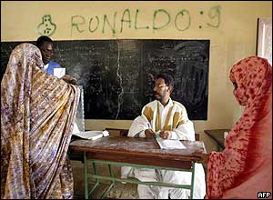 People voting in a school