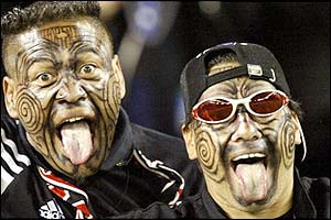 New Zealand fans celebrate their win over South Africa 