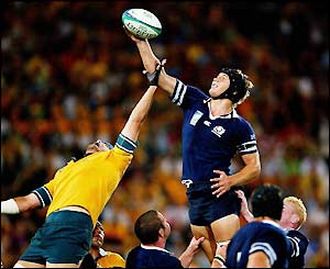 Scotland's Simon Taylor wins the line-out