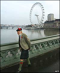 A veteran from a Scottish Regiment en route to the Cenotaph