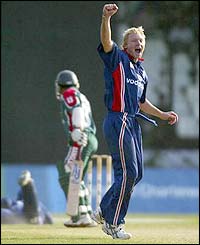 Gareth Batty celebrates as Rajin Saleh is superbly caught behind 