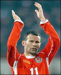 Ryan Giggs salutes the Wales fans