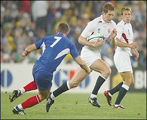England's Will Greenwood goes on a break