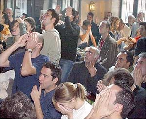 France fans show their disappointment at losing to England 