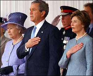 The Queen, President Bush and Laura Bush