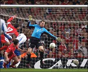 Russia's Vadim Evseev scores his sides opener