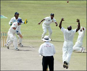 England's Graham Thorpe is caught 