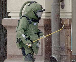 A bomb squad expert at the scene of the blast