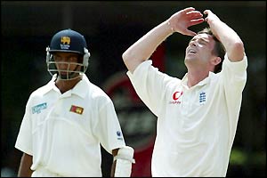 England's James Kirtley shows his frustration after an appeal is rejected