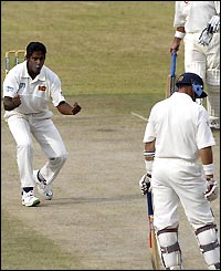 Nasser Hussain is out for lbw just four minutes later