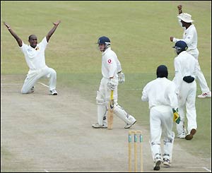 Chris Read is given lbw