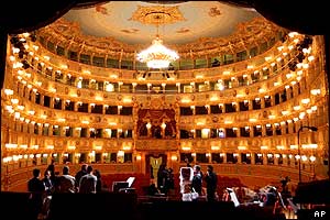 View of opera house interior from the stage 
