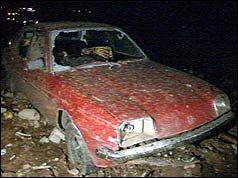 Car damaged by the crash