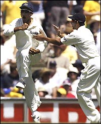 Sourav Ganguly catches Matthew Hayden