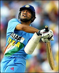 India's Sachin Tendulkar at the crease against Australia in the VB Series