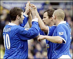 Birmingham celebrate after Stephen Clemence's goal