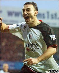 Fulham's Steed Malbranque celebrates scoring the second