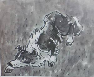 A reproduction of Fly by Sir Kyffin Williams