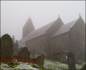 St Gwynno's Church, Llanwonno on a cold and foggy January day (Gerwyn Gibbs)