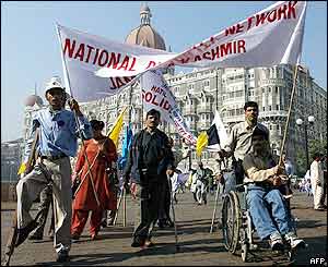 Disabled people take part in a solidarity rally in Bombay