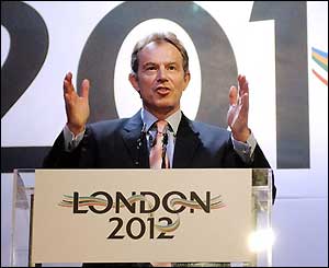Prime Minister Tony Blair pledges his backing to the bid