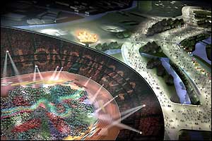 An artist's impression of the opening ceremony of the 2012 London Olympics