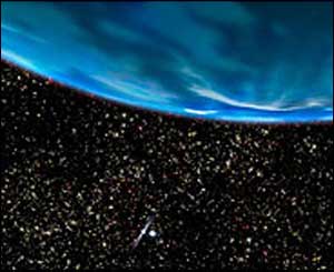 Planet Nasa/Bacon below rim of Earth