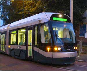 Tram at night