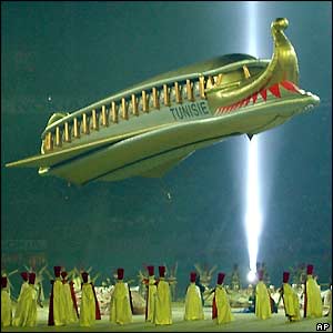 The ceremony ends with the launch of an enormous canoe