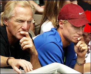 Greg Norman (left) and Lleyton Hewitt