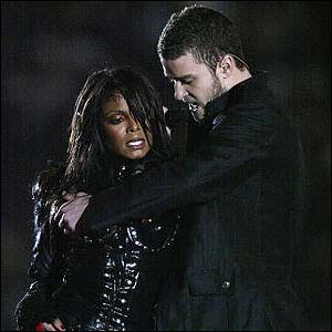 Justin Timberlake starts to peel away Janet Jackson's top